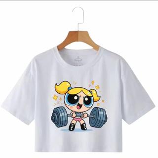 Cropped Camiseta Feminino Fitness Academia As Meninas Super Poderosas Docinho Lindinha Florzinha T-shirt