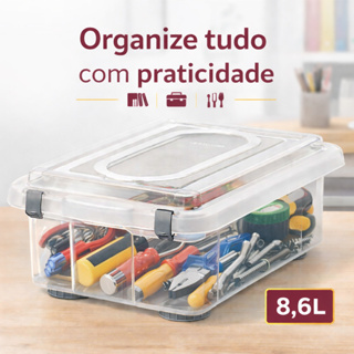 Caixa Organizadora Transparente Linha Top Stock 8,6L -  SANREMO em Oferta na Shopee