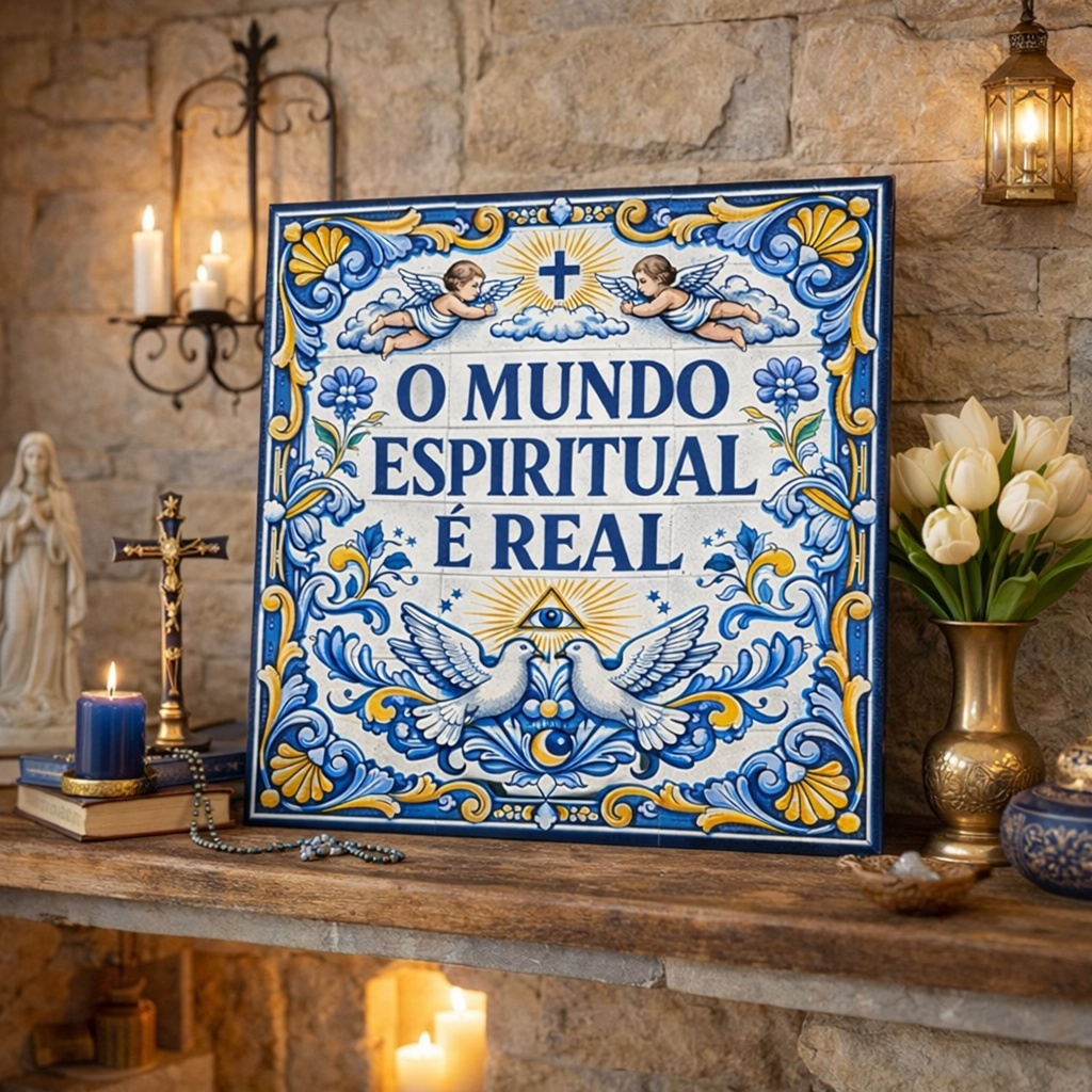 Azulejo Decorativo - O Mundo Espiritual é Real - 15x15 Cm