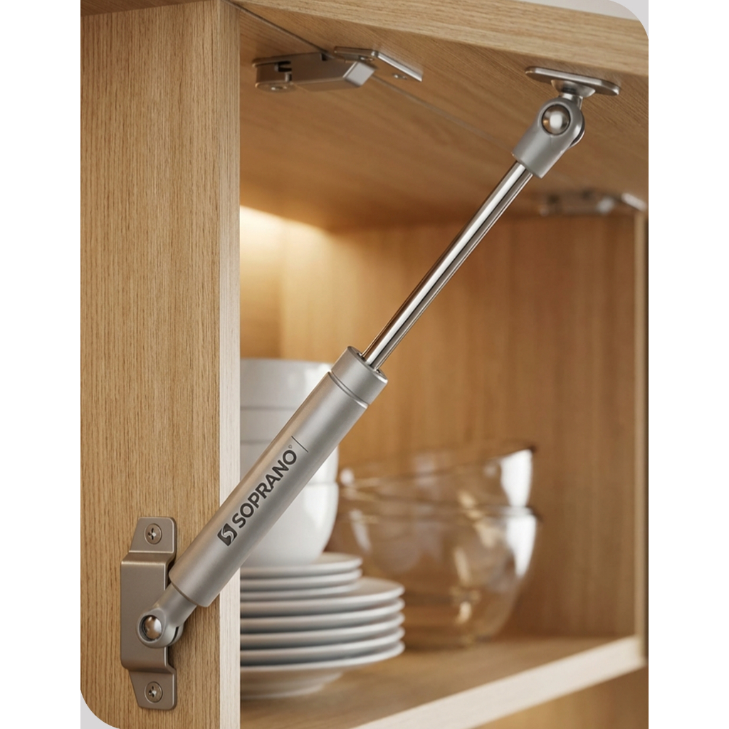Kit 2 Pistão A Gás 120N Soprano Para Porta Basculante Armário Cozinha Amortecedor Móveis Até 12kg