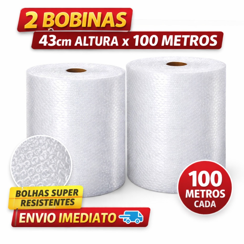 SUPER COMBO ** 2 Bobinas Plástico Bolha 43cm X 100 Metros E-commerce - ÓTIMO CUSTO BENEFÍCIO!!!