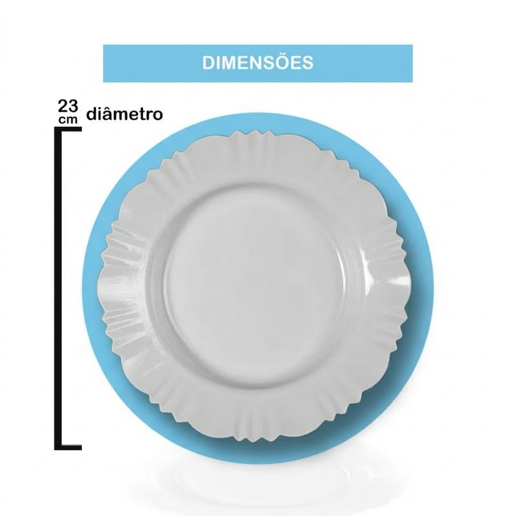 Kit 50 Pratos Plásticos Pétala Com Borda Para Refeição Churrasco Festa Jantar Aniversário Eventos — imagem 2 de 2