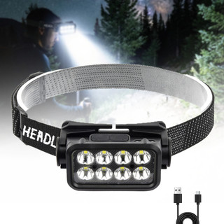 Lanterna de cabeça com sensor, 8 LEDs, USB-C (Wagner Ecommerce)