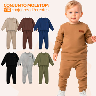 Kit 4 Peças Moletom Minimalista Bebê Menino Neném Blusa e Calça Manga Longa Roupa de Frio…