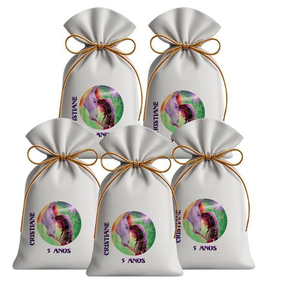 Kit 10 Saquinhos Sacolinhas Lembrancinha Festa Aniversário Tecido Personalizado Academia Unicórnio 3