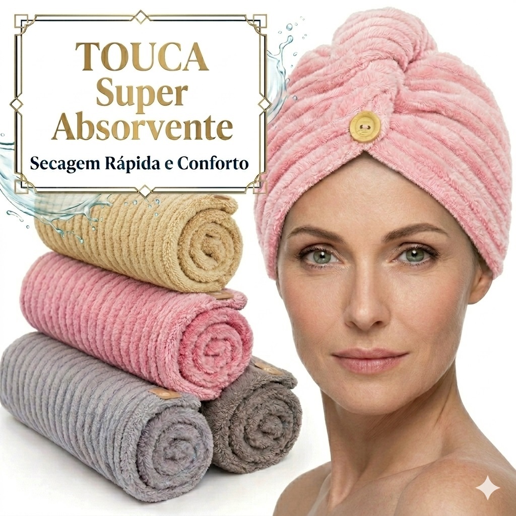 Touca de Banho Mágica Toalha De Cabelo para Secar Cabelo em Microfibra Premium
