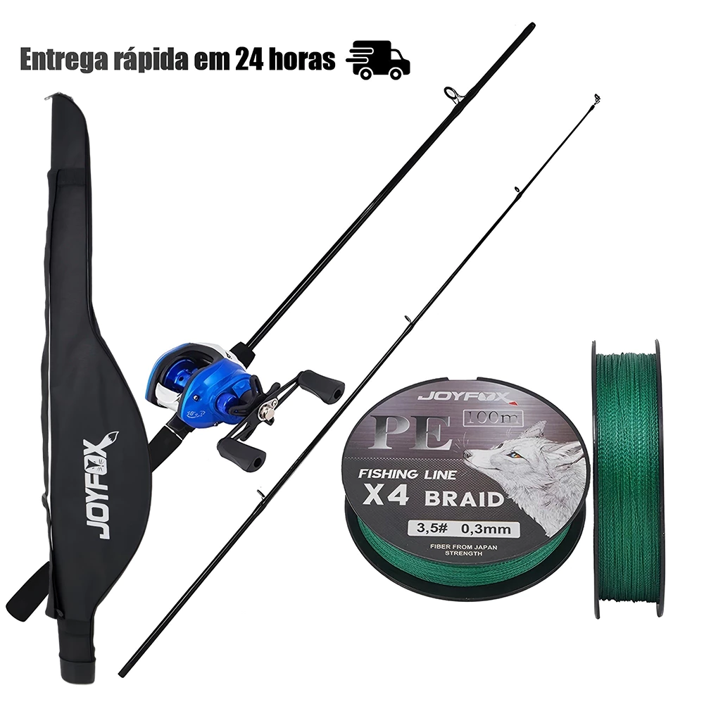 Kit Pesca Esportiva Completo: Vara 1,65m + Carretilha 17+1 Rolamentos Drag 8kg + Linha Multifilamento 100m + Bolsa
