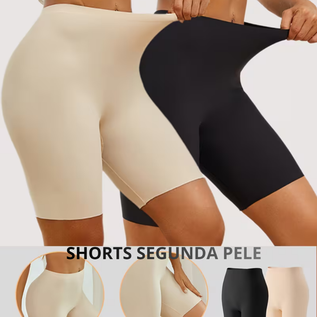 Kit Short Liso Conforto Segunda Pele  Anágua Meia Perna Feminino