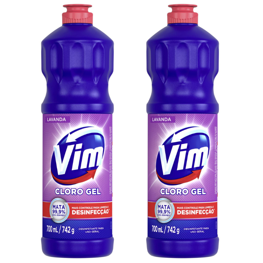 Kit 2x Desinfetante Vim Multiuso Cloro Gel Lavanda 700ml