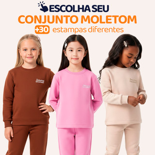Moletom Minimalista Infantil Menina Kids Criança Blusa e Calça Manga Longa Roupa de Frio …