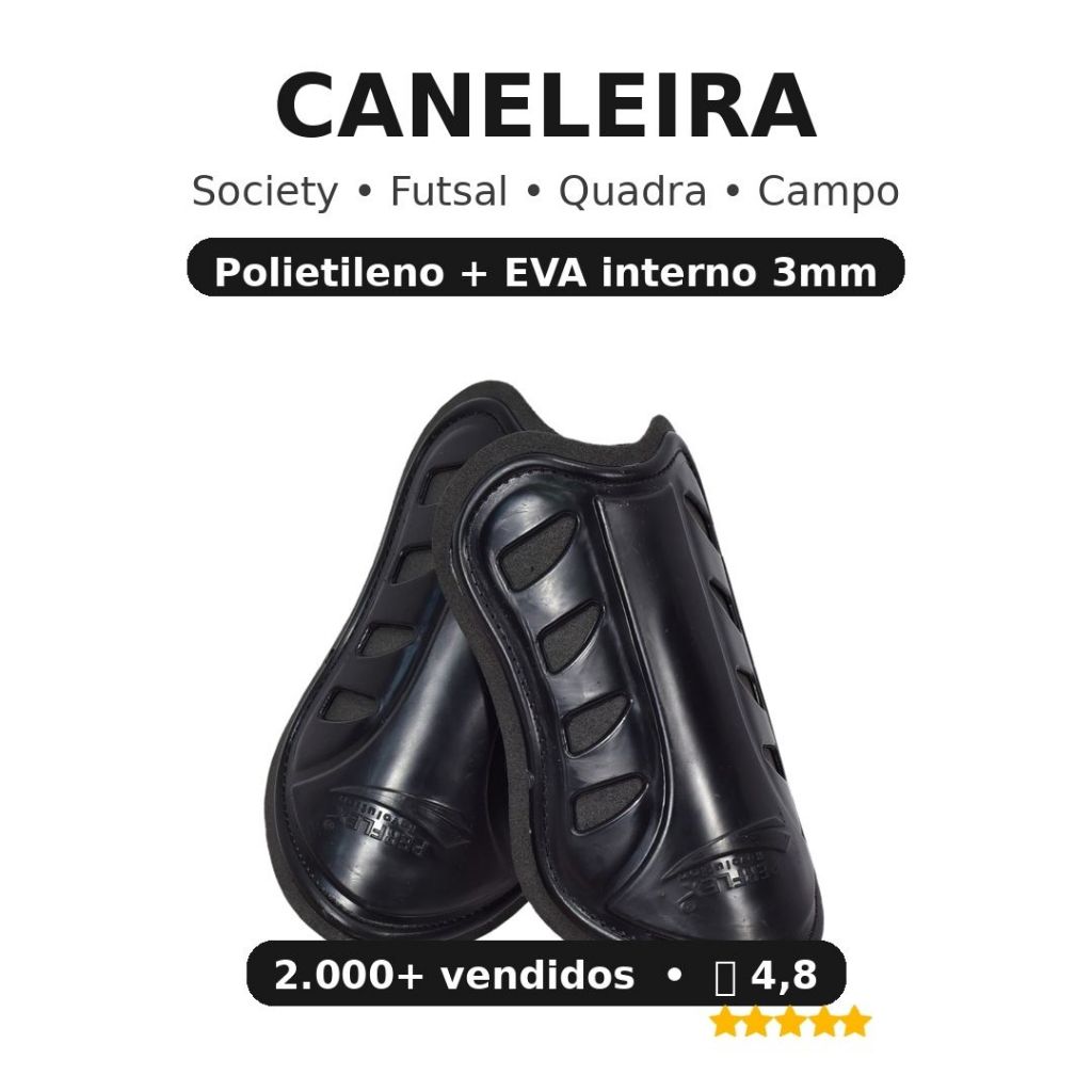Caneleira Futebol Futsal Society Campo com EVA 3mm Infantil Adulto Perflex PROMOÇÃO