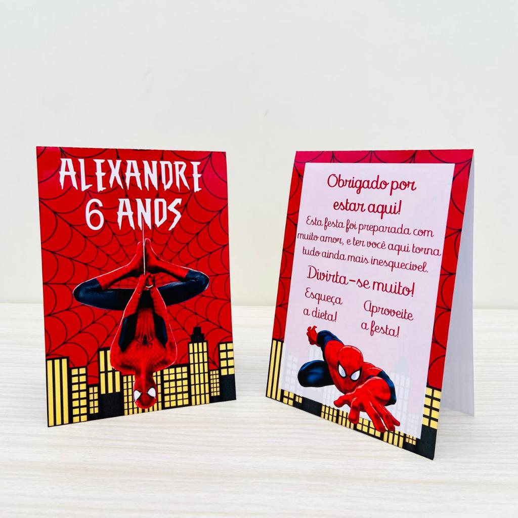 Centro de mesa Homem Aranha / Plaquinha de agradecimento / Plaquinha de mesa / Homem Aranha