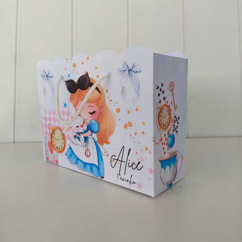 Sacolinha Personalizada Alice no País das Maravilhas | Lembrancinha | PEGUE E MONTE | Aniversário Alice no País das Mara