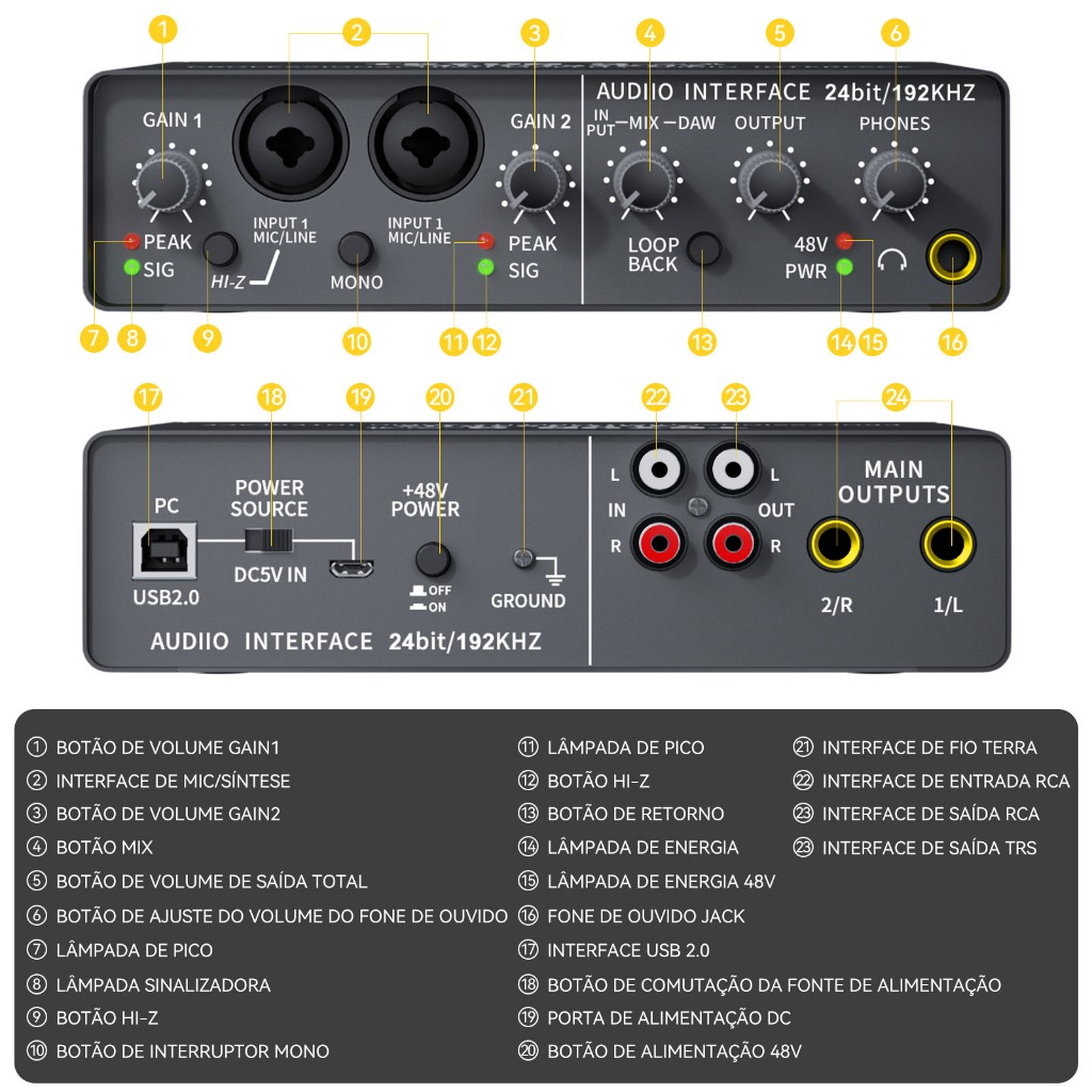 Teyun Placa de Som Profissional Q-24 Completo para Podcast e Live — imagem 2 de 2