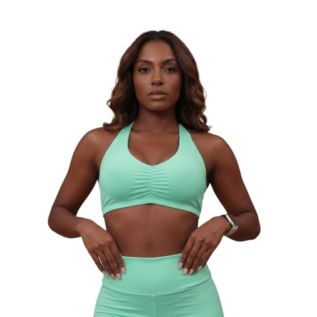 Top Halter Feminino Fitness Frente Unica Suplex Bojo Removìvel Treino Yoga Casual Academia Básico