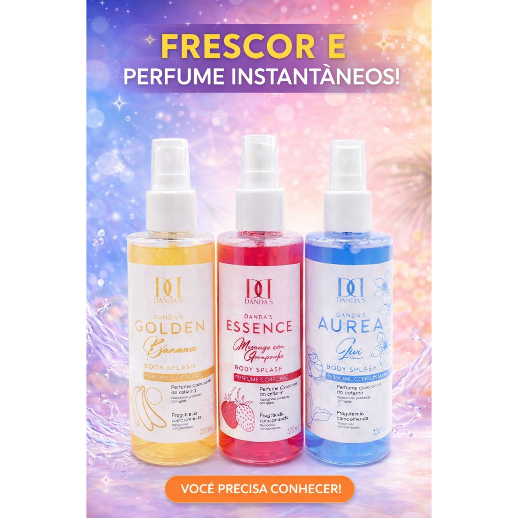 Kit 3 Body Splash Dandas 250ml - Perfume Corporal Refrescante e Hidratante
