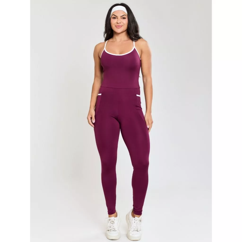 Macacão Fitness Com Bolso 11308  Zero Transparência