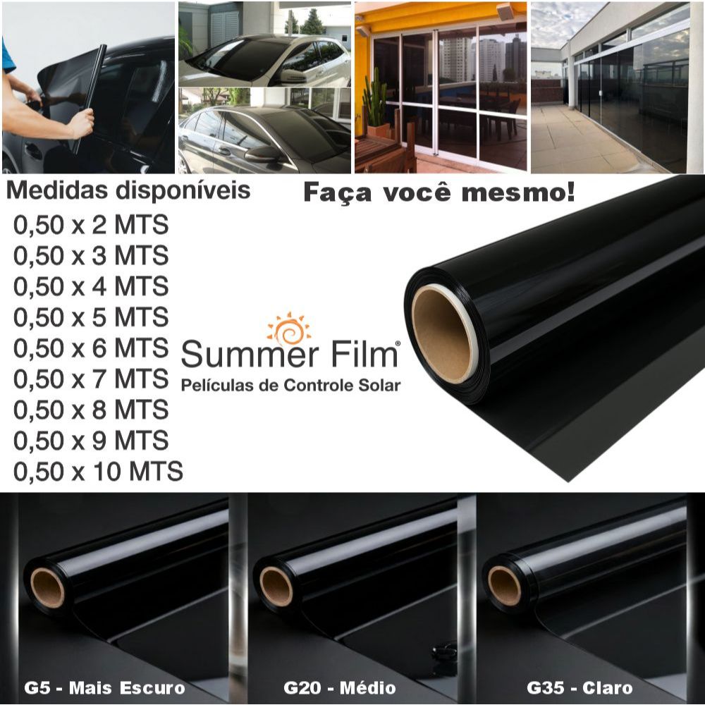 Insulfilm Fumê 50 CM G5 G20 G35 Residencial Automotivo Porta Janela Box Película Privacidade