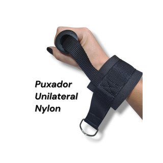 Puxador nylon unilateral apoio punho EVA com manopla musculação academia