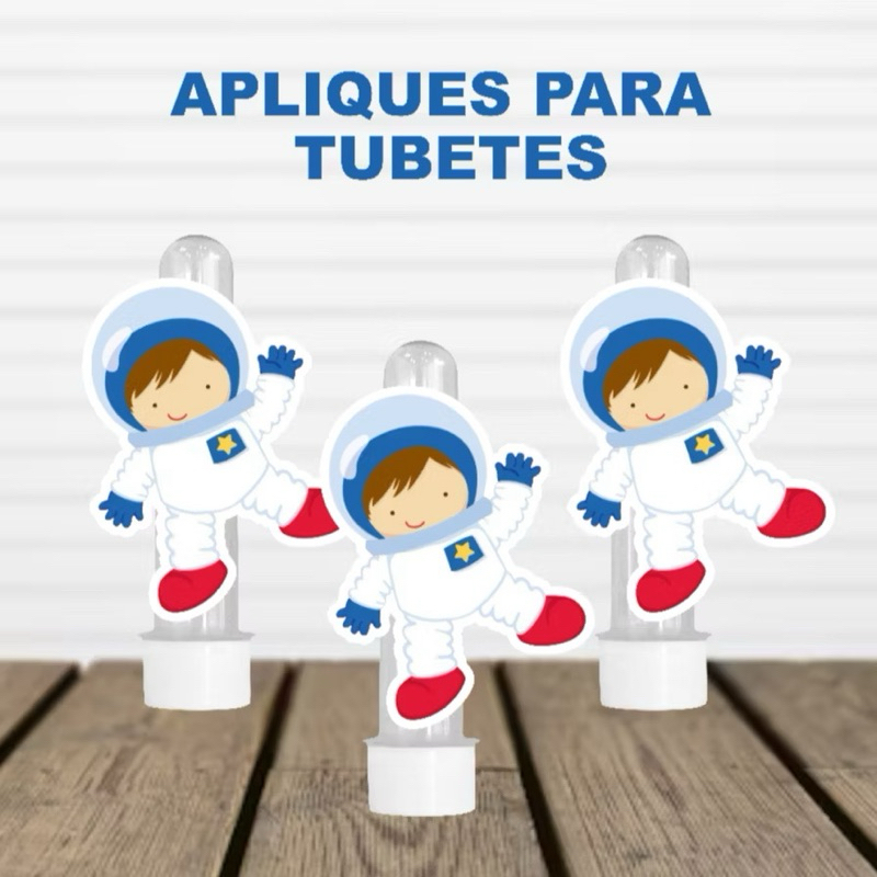 Astronauta - 30 Apliques para Tubetes - Festa infantil - Lembrancinhas personalizadas mimo papelaria