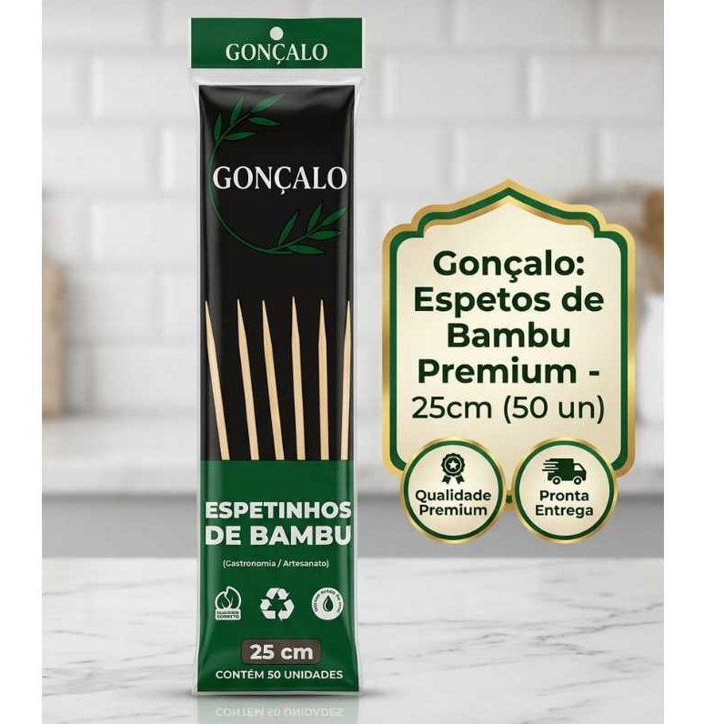 Espeto Palitos de Bambu 25cm Churrasco Espetinho 50 Unidades Resistente