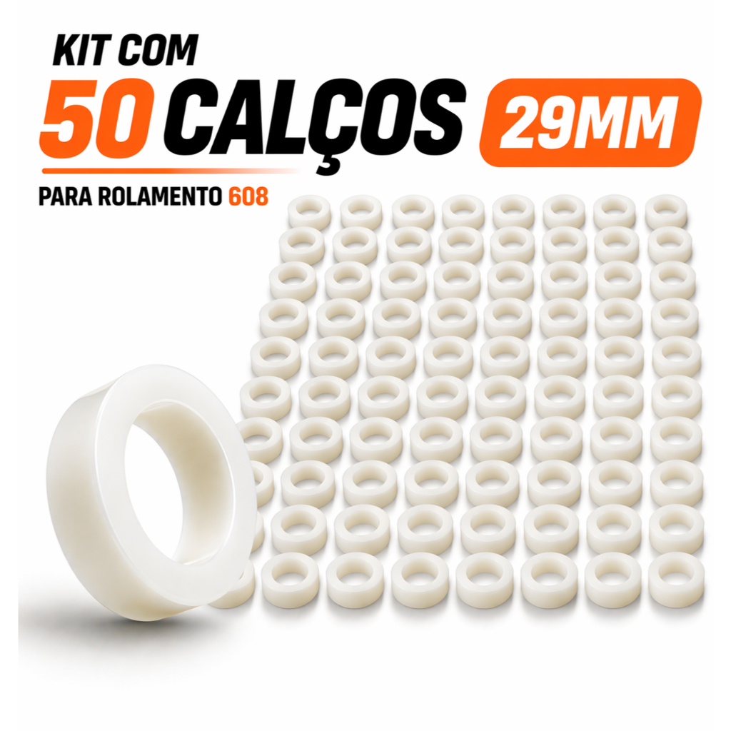 Kit 50 Calços 29mm Para Rolamento 608 Diversos Ventiladores