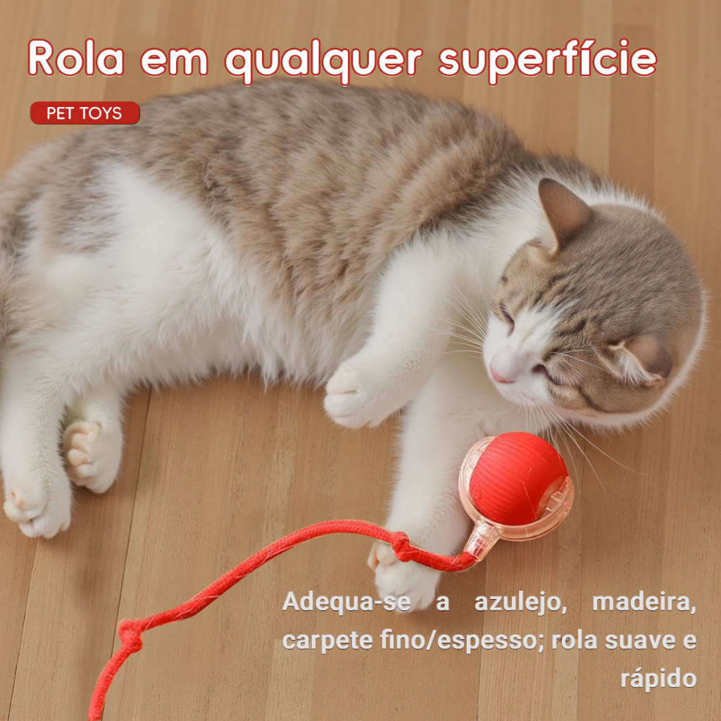 Bola Elétrica Automática para Gatos Brinquedo Interativo com Corda