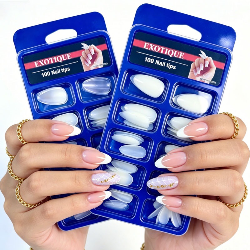 Kit 100 Unhas Postiça Almond Bailarina Realista Transparente Leitosa em Oferta na Shopee
