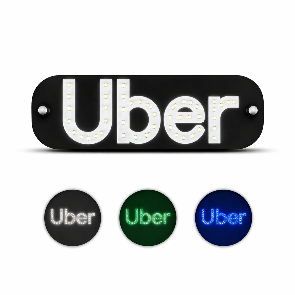 Placa de Uber com Ventosa Led Identificação para Motorista de Aplicativo