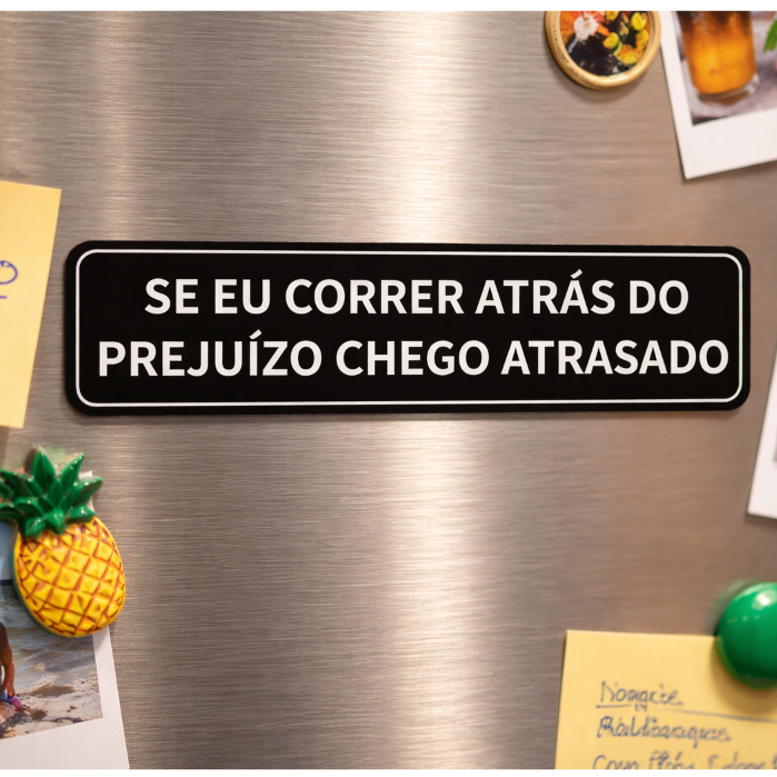 Plaquinha decorativa ÍMÃ de geladeira frase CORRER imita placa de rua retro dieta emagrecer SAÚDE