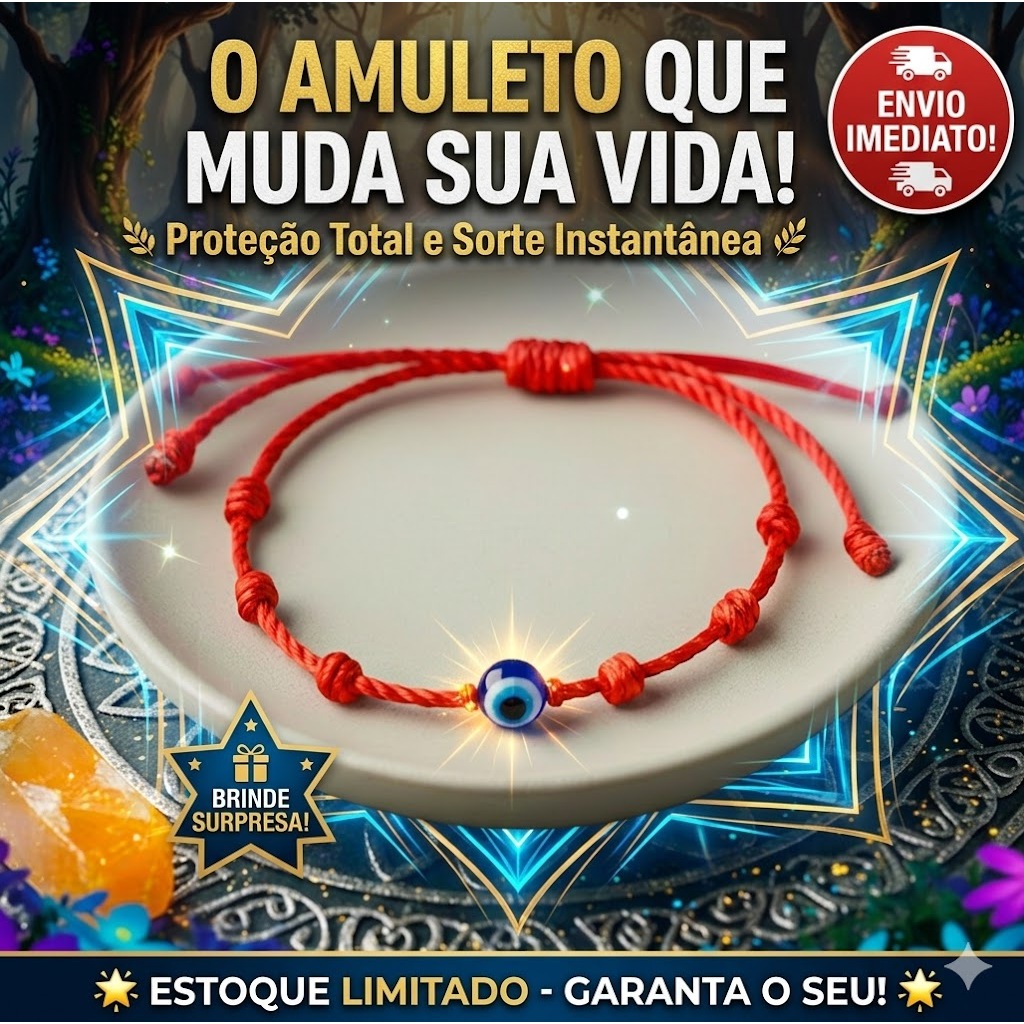 Pulseira  Kabbalah  Vermelha  7 sete  Nós + Olho grego Proteção e Sorte  Ajustável /Unissex /Amuleto