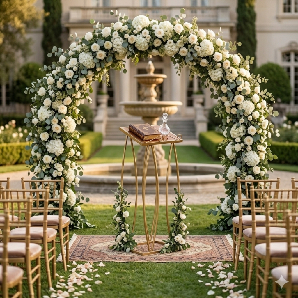 Púlpito Dourado Luxo Madeira e Aço Carbono Igreja Evento Casamento Decoração