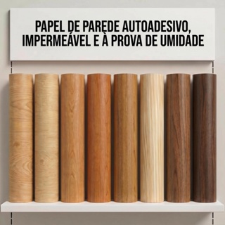 Papel de Parede Madeira 3D 5m x 45cm Autoadesivo Removível Fácil Aplicação Lavável Para Móveis Paredes Geladeira em Oferta na Shopee