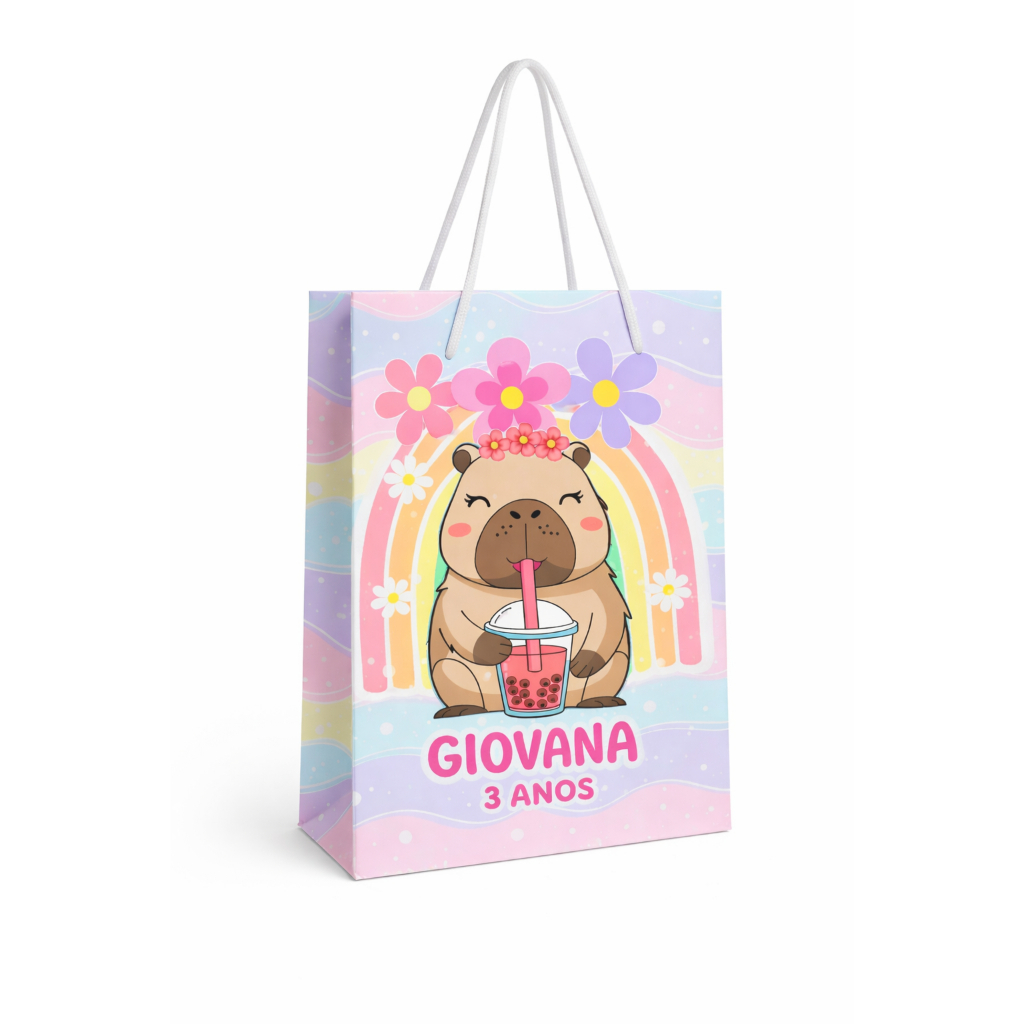 Sacolinhas Montadas Personalizadas para aniversários e lembrancinhas | Qualquer tema| Kit Festa| Sacolas Capivara fofa