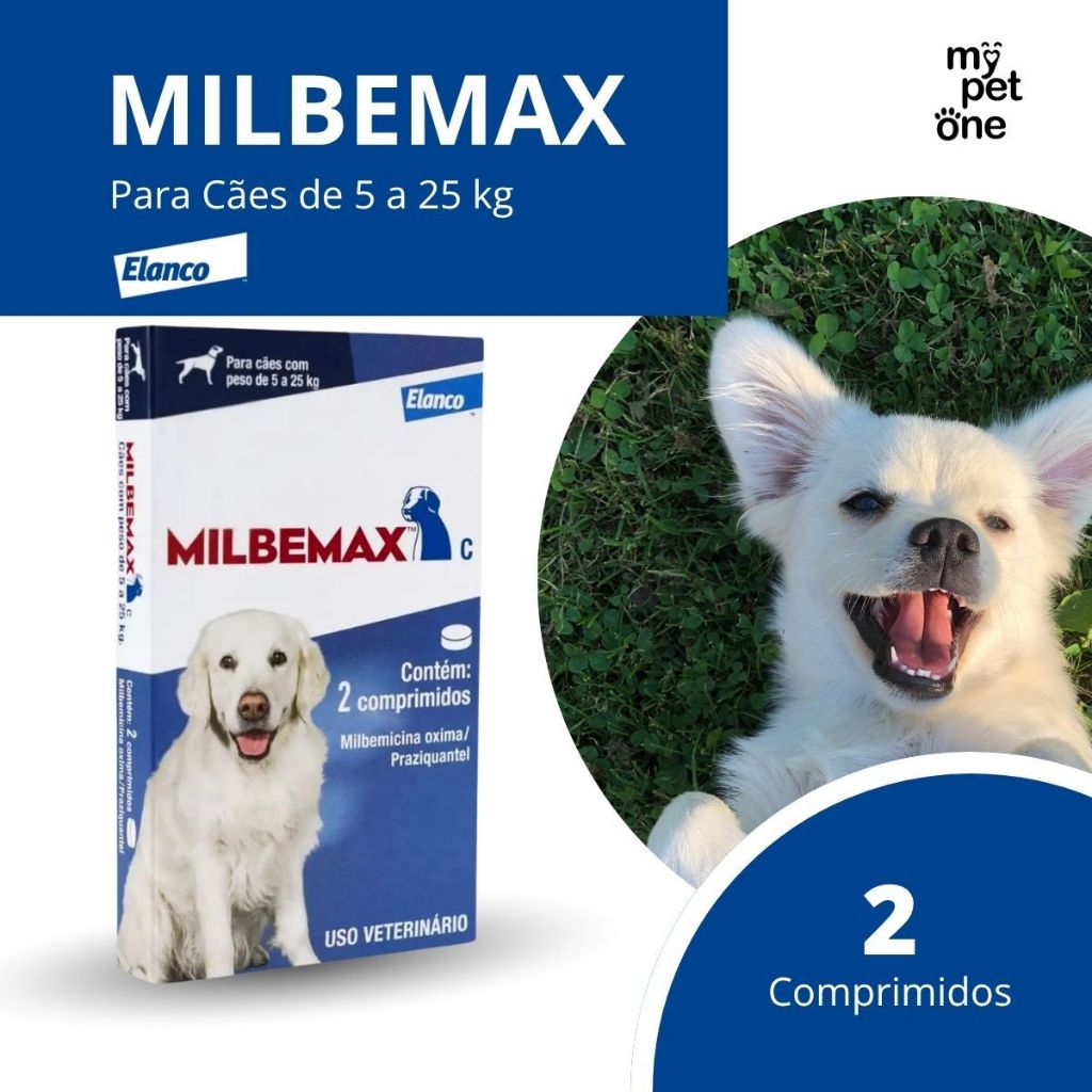 Milbemax C para Cães de 5 a 25 Kg Elanco Vermífugo - 2 Comprimidos
