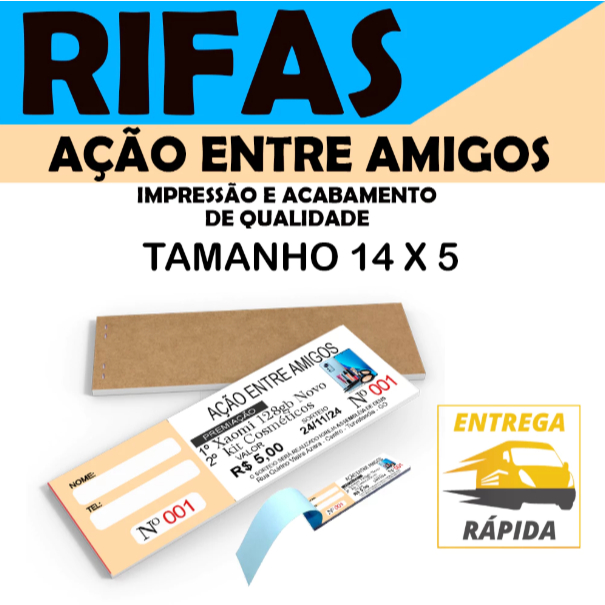 6000 Bilhetes de Rifa / Ação entre amigos / Bloco rifa/ Blocos Profissionais