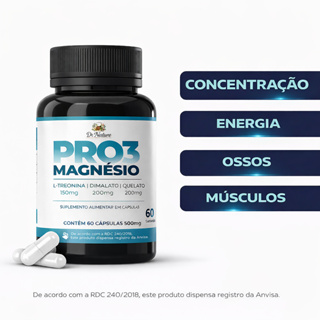 Pro3 Magnésio - L-Treonina, Quelato e Dimalato - Pro3 60 Cápsulas por Pote - Envio Imediato em Oferta na Shopee