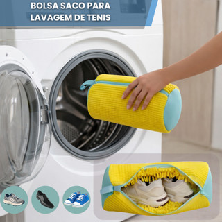 Bolsa Saco Para Lavar Tênis Sapatos Malha Lavanderia Anti Deformação