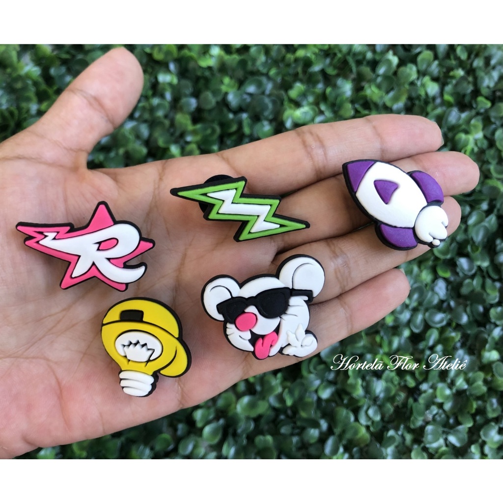 Kit de 5 Pins/Bottons |Grupo dos Rosa Símbolos Croc Charms Babuche Acessórios