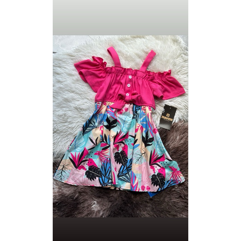 Vestido Infantil canelado com estampa floral
