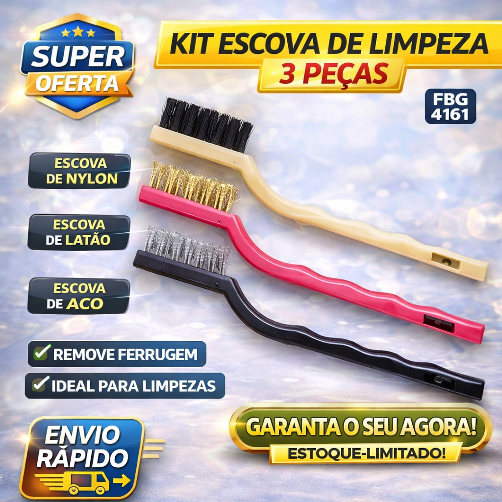 Kit 3 Escovas Multiuso de Limpesa