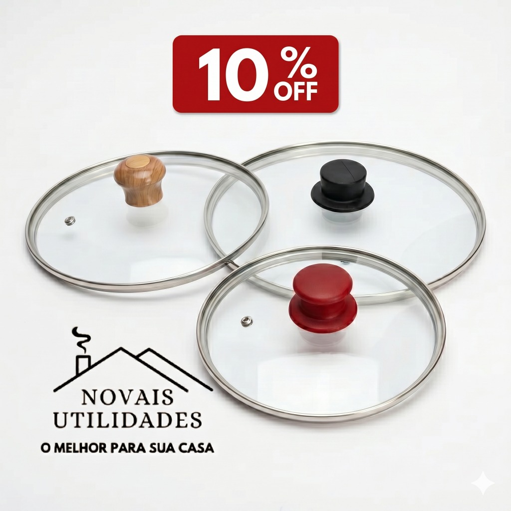 Imagem 🔥 Tampa de Vidro Temperado com Respiro p/ Panelas – Qualidade Premium e Durabilidade! 🔥