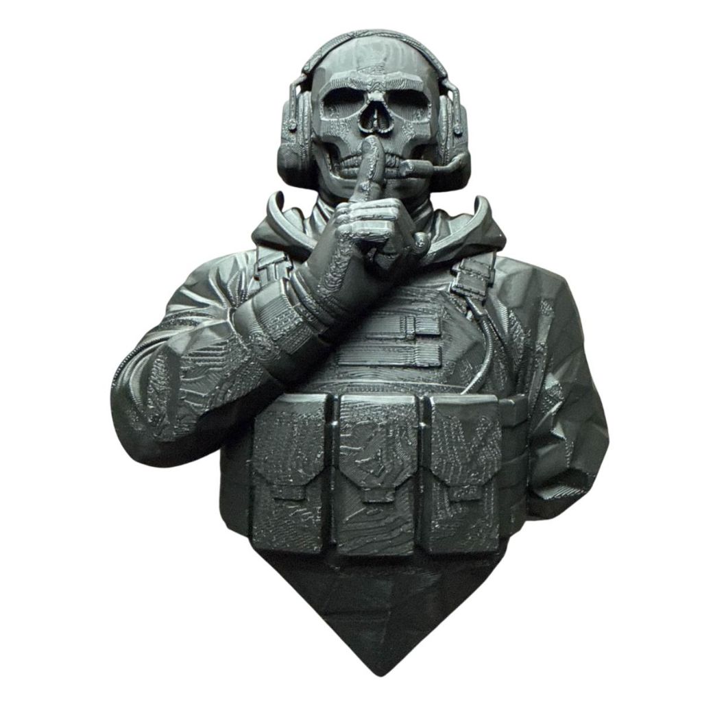 Decoração Parede Busto Ghost COD Call of Duty Realista 3D Geek Gamer Grande 18x13 cm