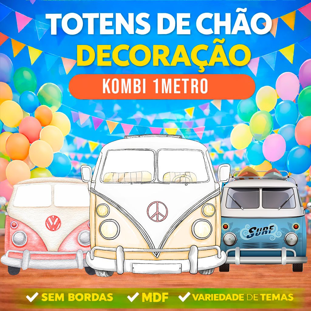 Totem Display Festa De Chão Em Mdf - KOMBI 1METRO