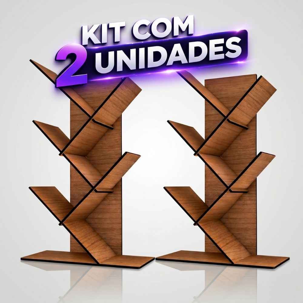Kit 2 Porta Livros MDF Organizador Revista Livreiro Prateleira Mesa Escritório Decoração Casa