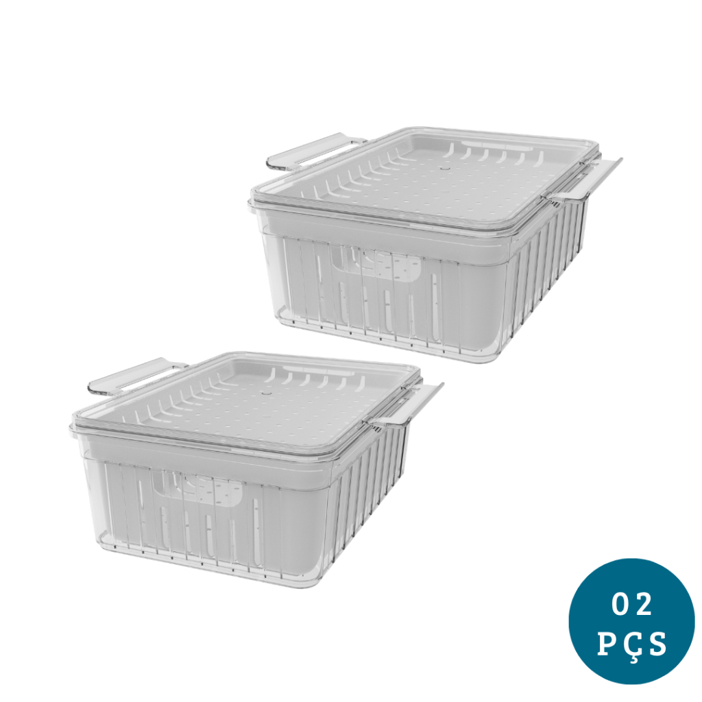 Kit 2 Potes Organizadores Geladeira Para Alimentos Vegetais Fruta Cozinha Moderna