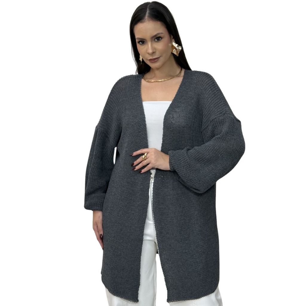 Cardigan Tricot Feminino Longo Kimono Casaco Meia Estação Alta Qualidade