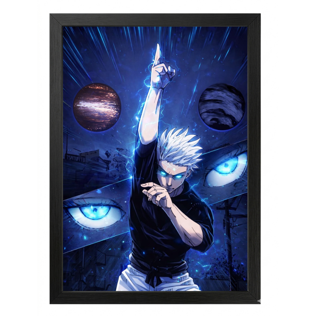 Quadro Decorativo jujutsu kaisen Gojo Yuji Sukuna Itodori Decoração com Moldura