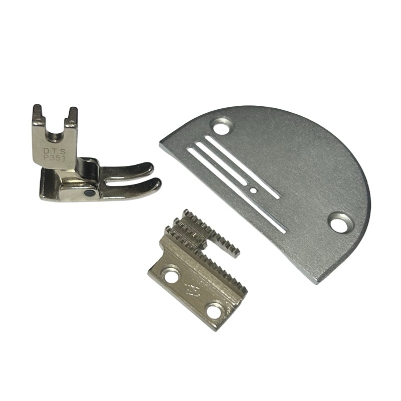 Kit Chapa Agulha 3 Carreiras  + Dente + Calcador Reto De Metal Para Maquina Costura Reta Industrial