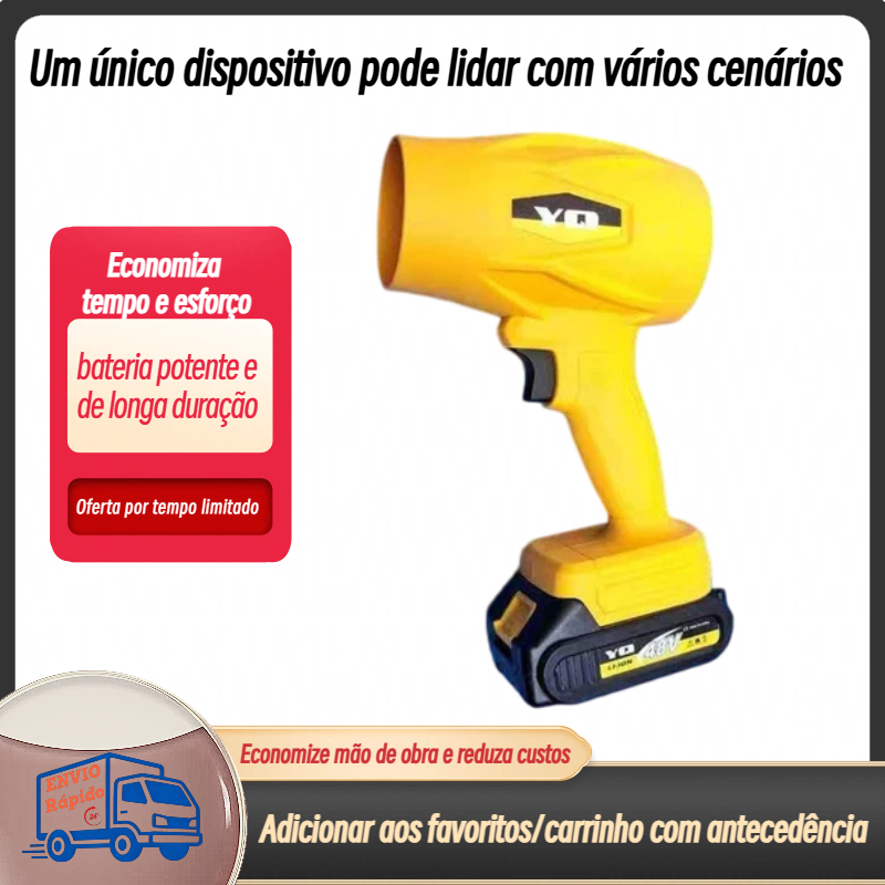 Soprador Turbo Portátil Recarregável 48v Com 1 Baterias Potente Limpeza de Jardins Etc...